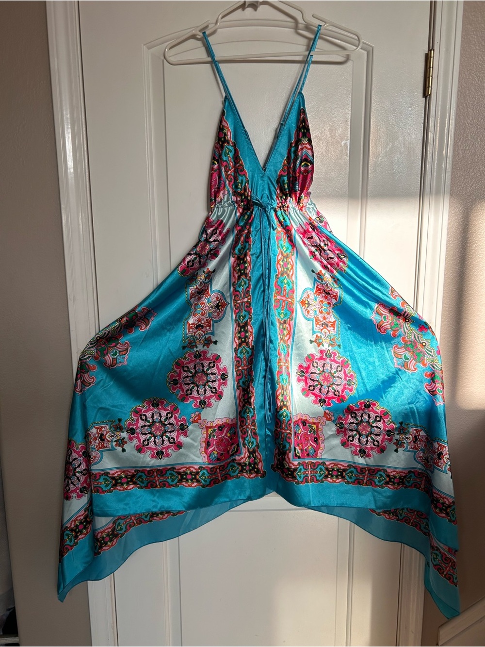 Blue and Pink Spaghetti Strap Maxi Sundress - Picture 12 of 16